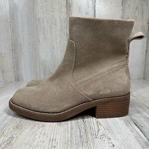 NEW Lucky Brand Kazey Women's Taupe Tan Suede Leather Ankle Boots #1028